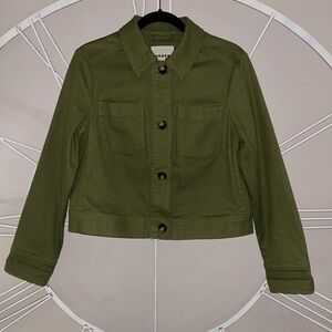 Boden Olive Green Casual Minimalist Cotton Jacket